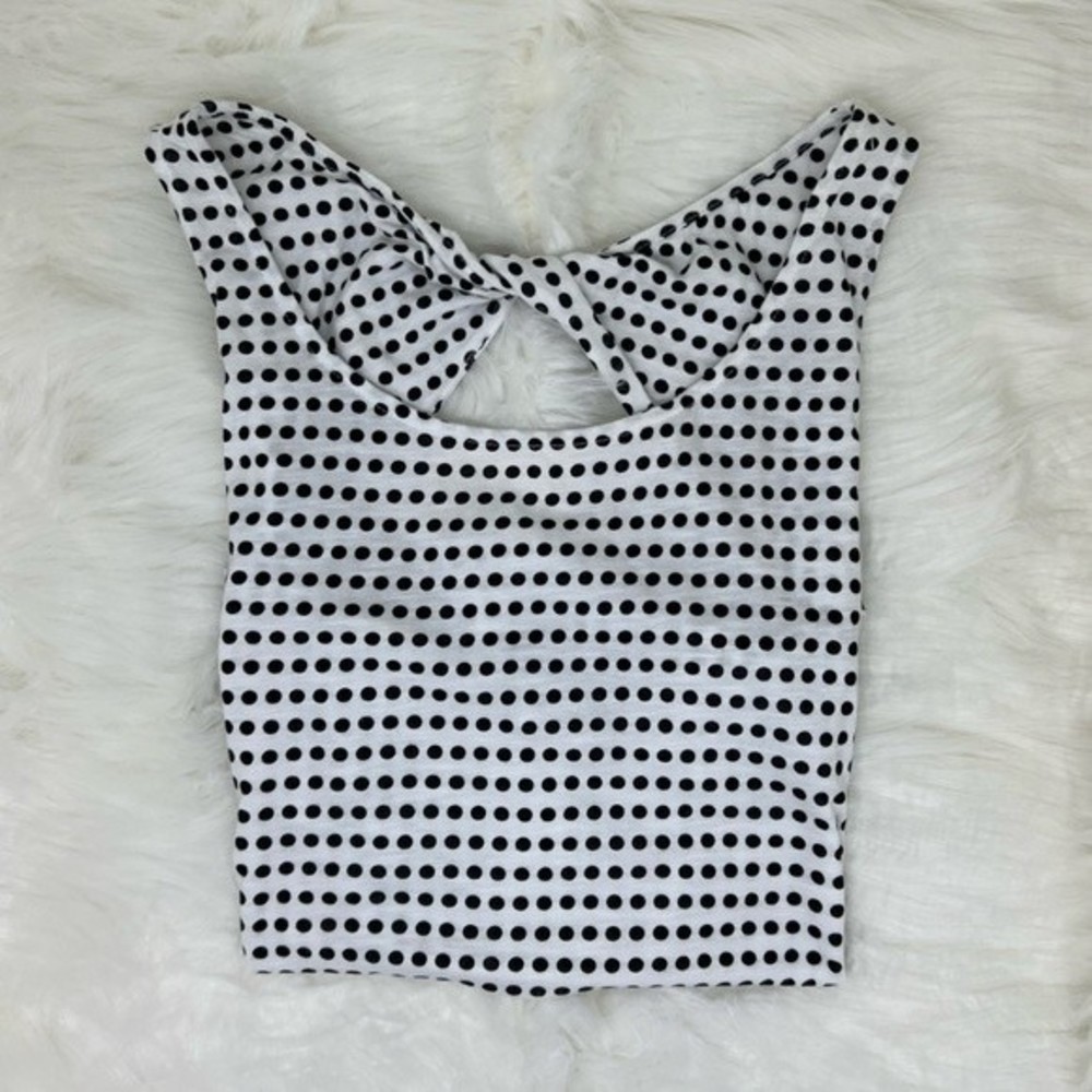 Old Navy Polka Dot Twist Back Tank Top, Black / White, Large